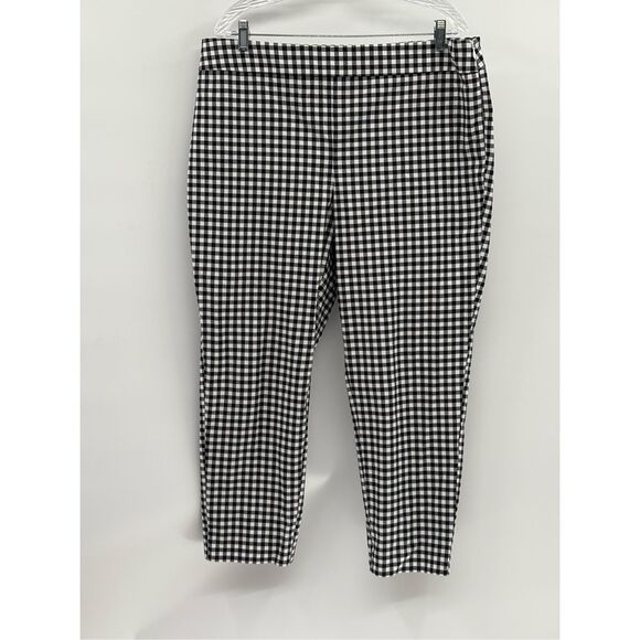 Talbots Pants Chatham Ankle Women 16 Petite Dark Navy Blue White Check Gingham - Picture 1 of 13